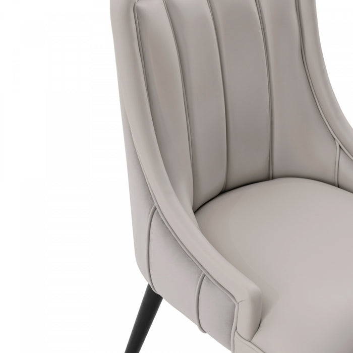 Eda Modern Wood Upholstered Dining Chair in Light Gray - Set of 2