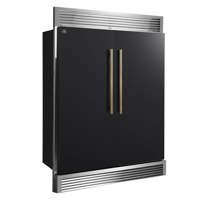 Forno Maderno 60 Inch Convertible Refrigerator/Freezer in Black, Trim Grill, 27.2 cu.ft - FFFFD1722-60SG-BLK