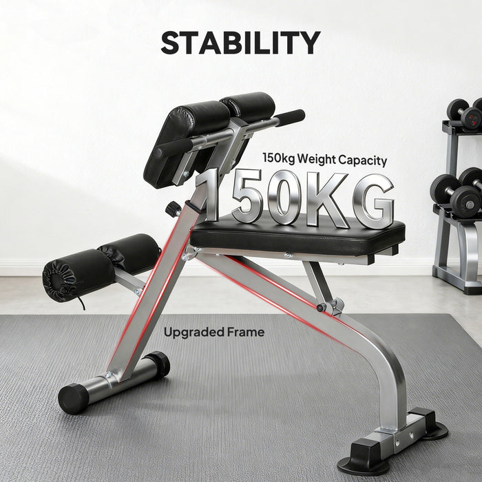 Soozier Roman Chair, Foldable Hyperextension Bench, Silver Tone