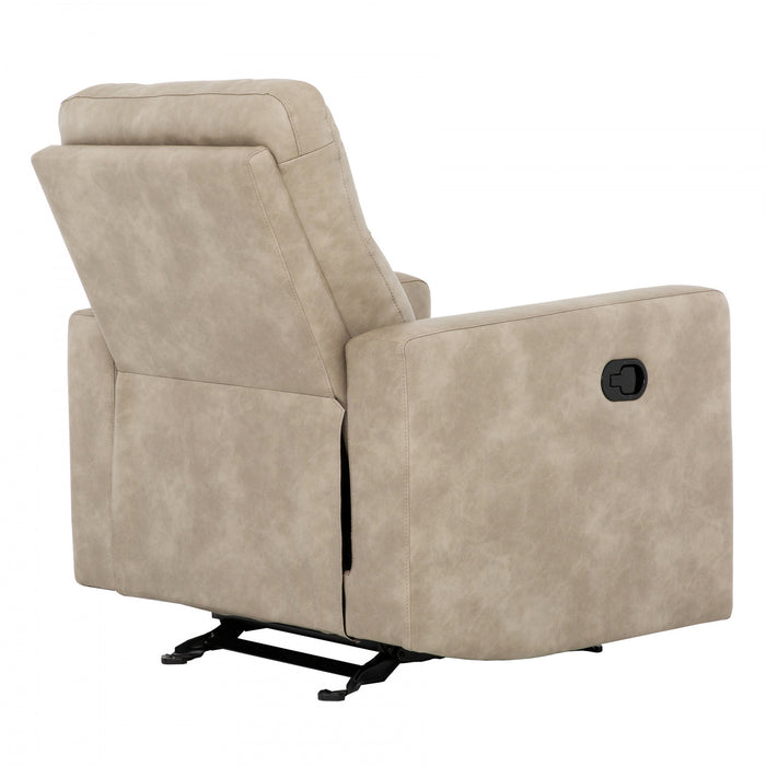 Denton 34 in. Faux Leather Manual Glider Recliner Chair - Taupe