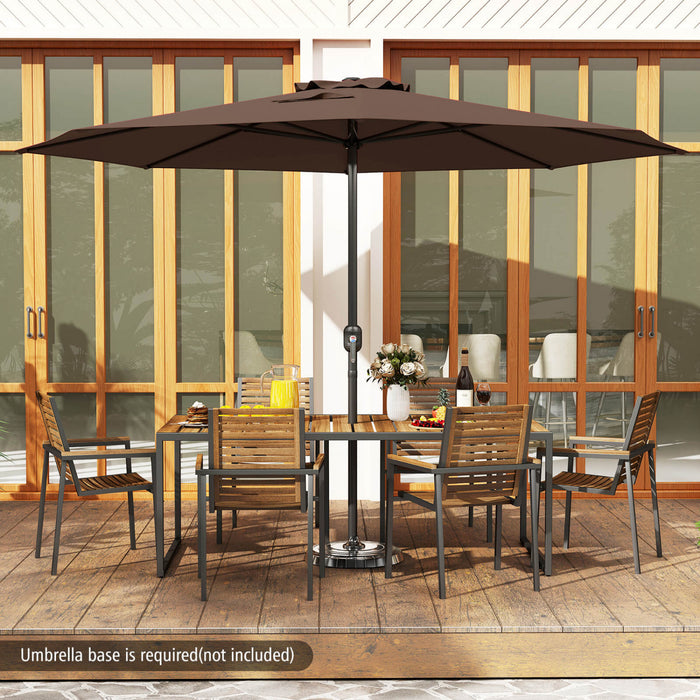 Costway 12 FT Patio Umbrella Outdoor Market Umbrella with Crank Handle 8 Sturdy Ribs Coffee