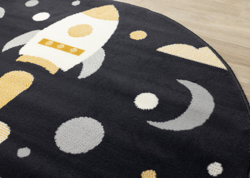 Forte Kids Spaceship Round Area Rug - 5'3\" x 5'3\"