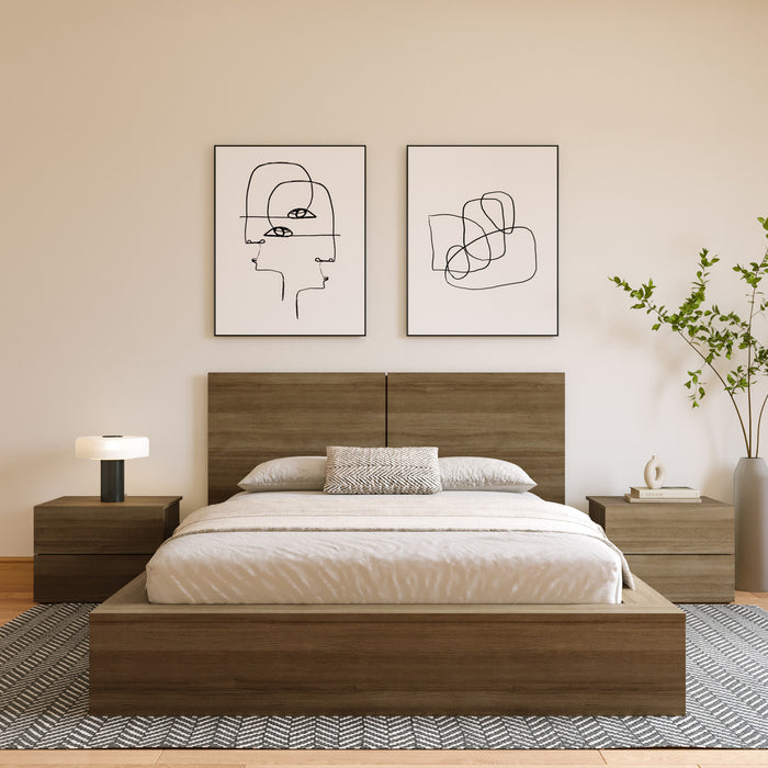Nordika James Queen Headboard - Brown Oak