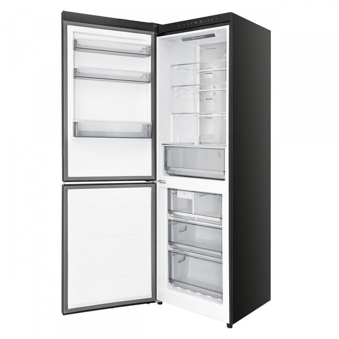 Forno Custodia 24\" Bottom Freezer, 10.3 cu.ft., Left Swing, Ice Maker, Black - FFFFD1766-24BLK-LS Refrigerator