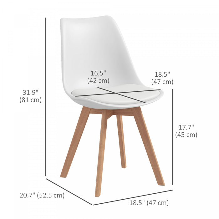 HOMCOM Modern Dining Chairs Set of 4 with PU Leather Cushion, Wood Frame