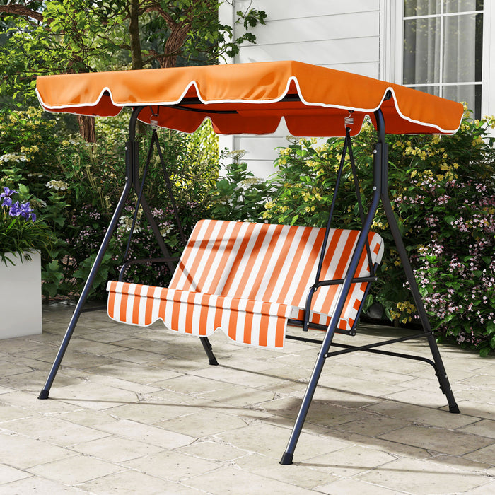 Outsunny 3-seat Patio Swing Chair With Adjustable Canopy Orange