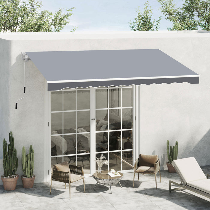 Outsunny 8' x 7' retractable awning, patio awnings, sunshade shelter with 280g/m² Uv & Water-resistant Fabric And Aluminum Frame For Deck, Balcony, Yard, Grey