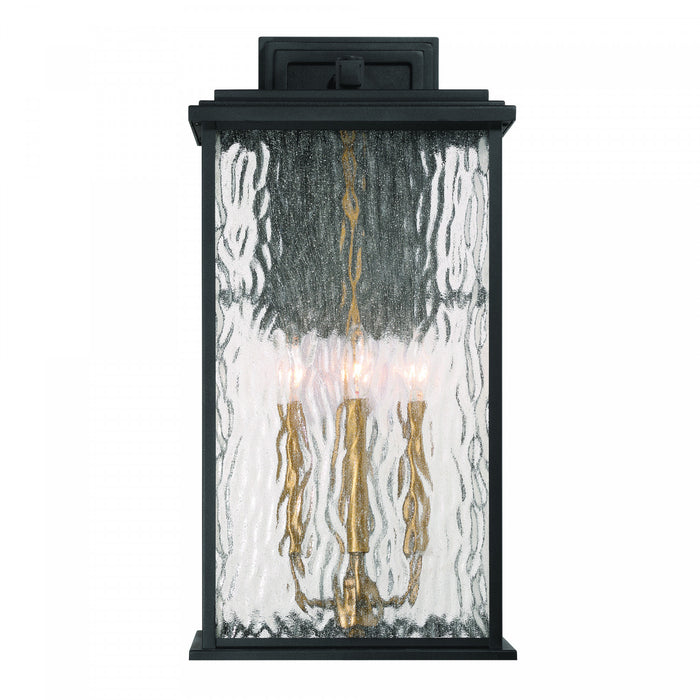Estate 4 Light Outdoor Wall Sconce, Black, Brass With Rain Glassware