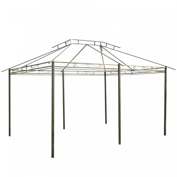 Outsunny 13'l X 10'w X 8.7'h Patio Gazebo Outdoor 2-tiers Garden Canopy Yard Sunshade Shelter With Curtains Grey