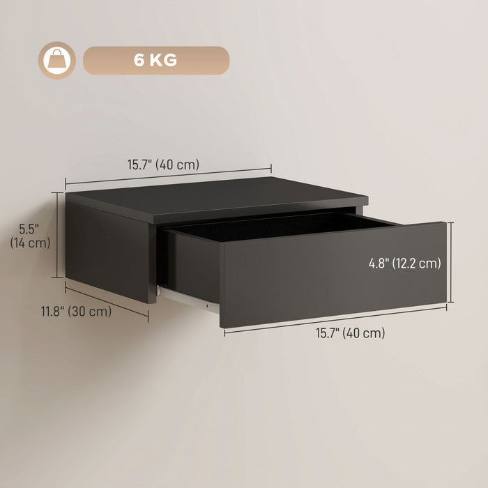 HOMCOM Floating Nightstands Set of 2, Bedside Tables, Black