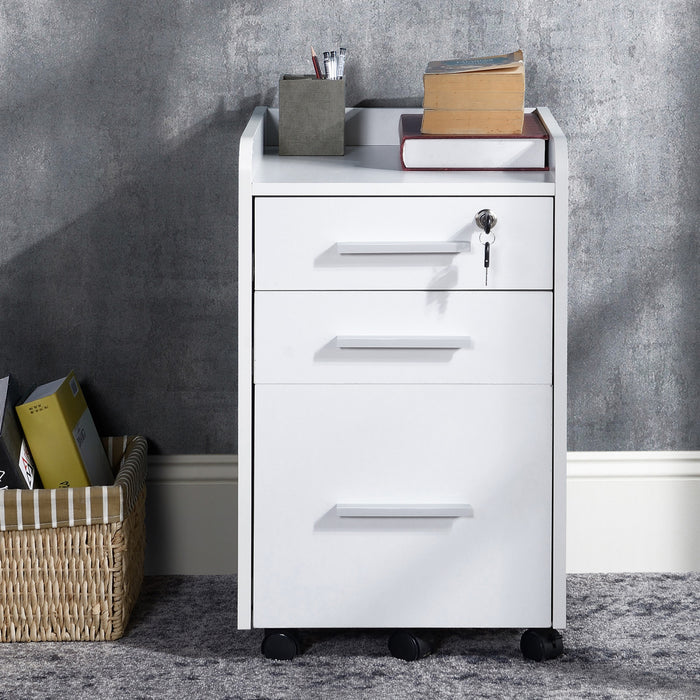 Homcom File Cabinet With 3 Lockable Drawers