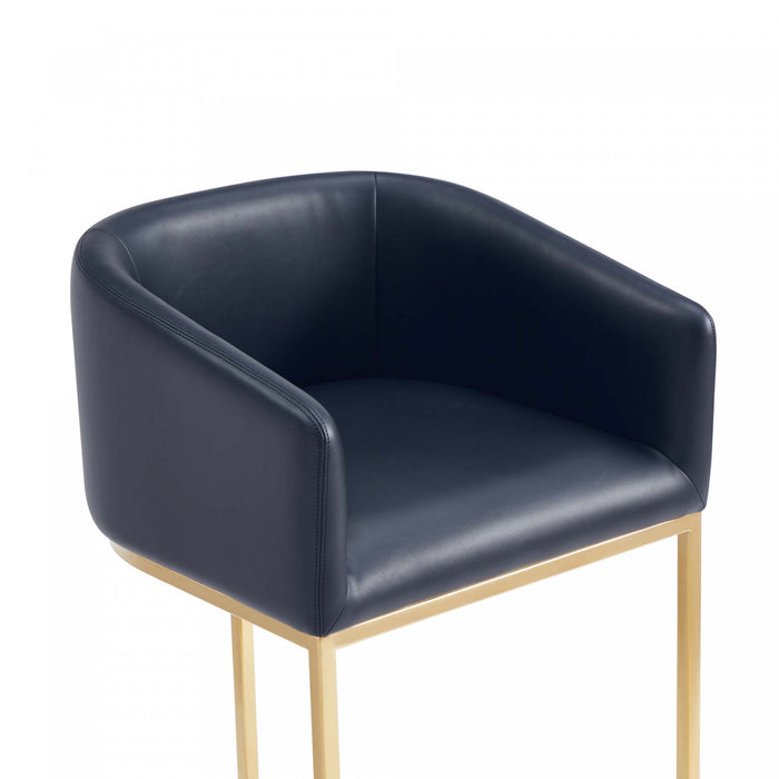 Louvre Mid-Century Modern Metal Upholstered Barstool in Black Bar Stool