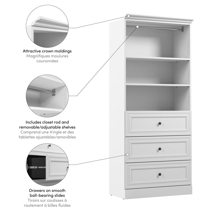 Bestar Versatile 36 W Closet Organizer with Drawers - White