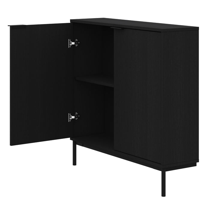 Nordika Slim 2-Door Storage Console Accent Cabinet - Black