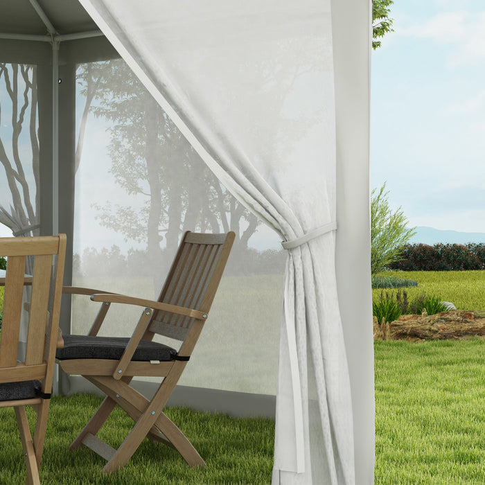Outsunny Hexagonal Patio Gazebo Tent, Creamy White
