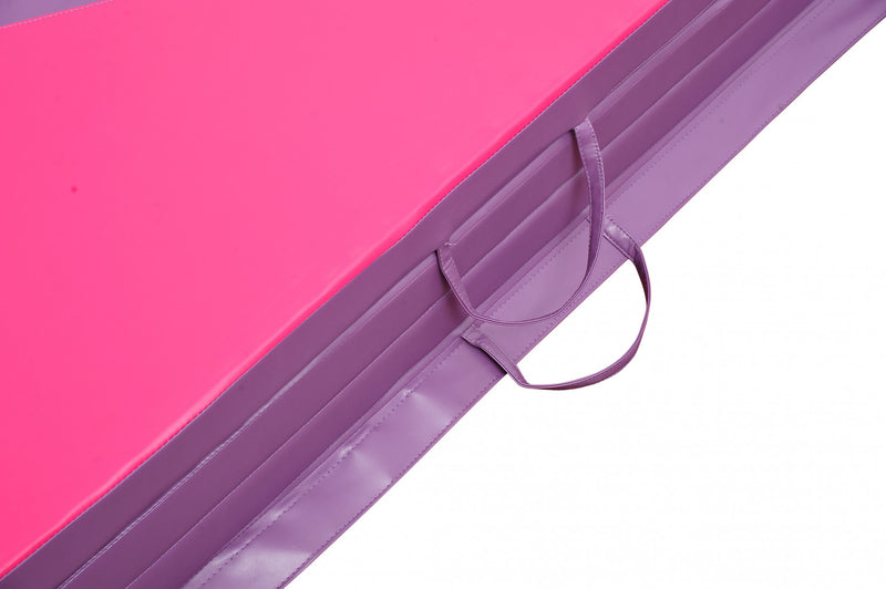 Soozier 4ftx10ftx2inch Pu Cuir Gymnastique Tumbling Gym Mat Arts Pliant Yoga Exercice Pad 4 Panneau (rose/violet)