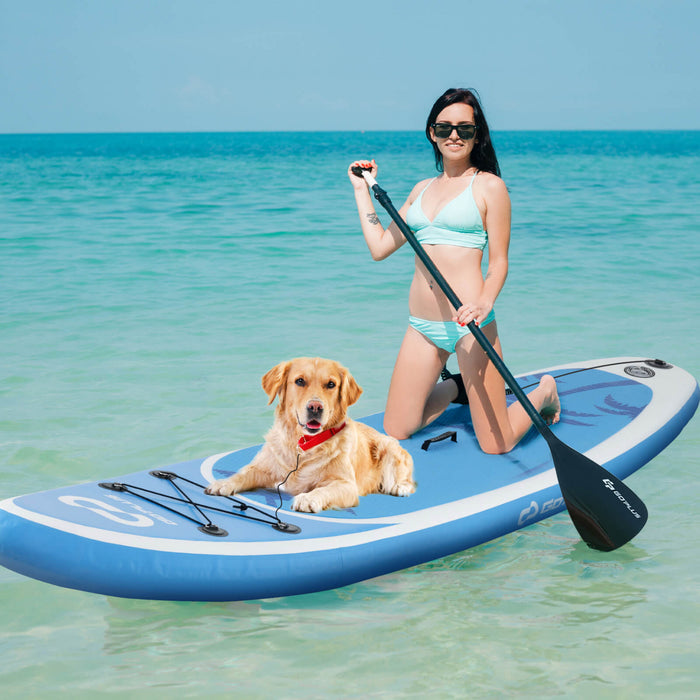 Goplus Large Inflatable Sup Board, Portable Paddle Board With 5d Rings Stand Up Paddle Board For Youth & Adult Blue