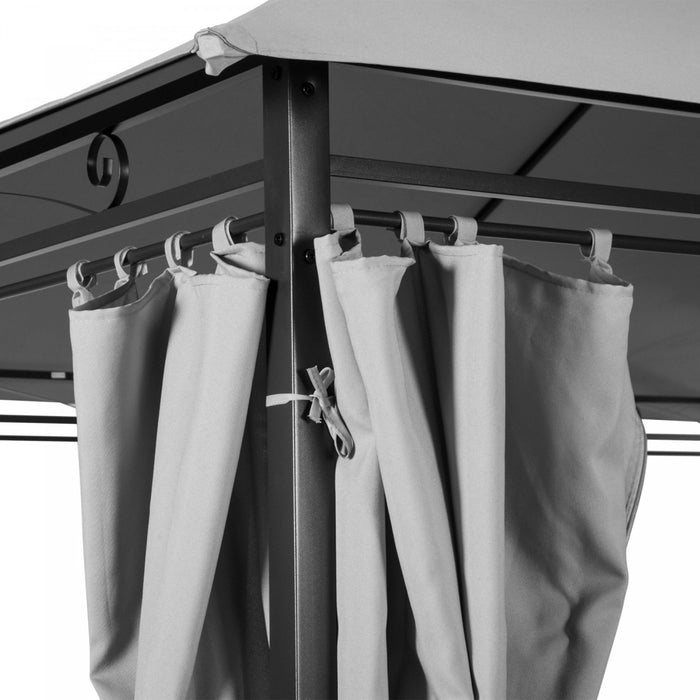 Outsunny 10' X 13' Patio Gazebo, Outdoor 2-tiers Garden Canopy Yard Sunshade Shelter With Curtains, Dark Grey