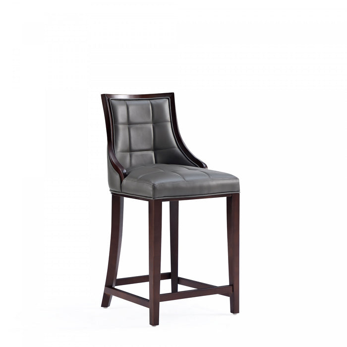 Fifth Avenue Traditional Wood Upholstered Counter Stool in Graphite - Set of 2