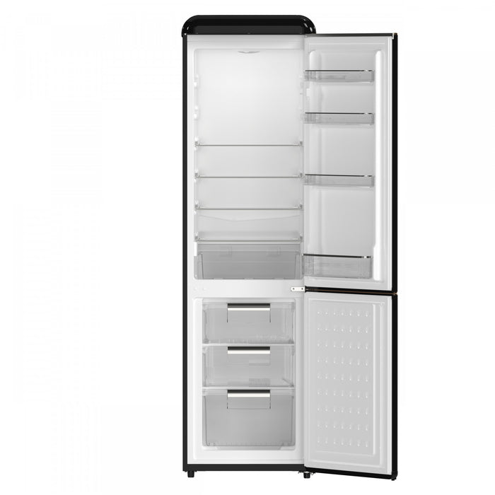 Forno Storico 22 Inch Retro Bottom Freezer Fridge in Black, 9 cu.ft. - FFFFD1745-22BLK