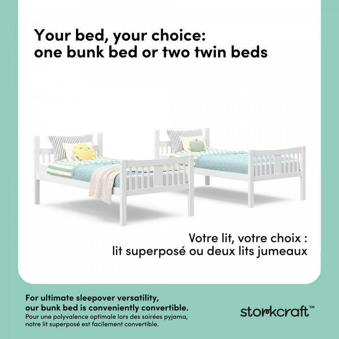 Storkcraft Caribou Twin over Twin Bunk Bed - White