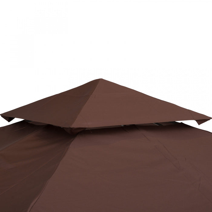 Outsunny 9.8' X 9.8' Square 2-tier Gazebo Canopy Replacement Top Cover Outdoor Garden Sun Shade, Coffee