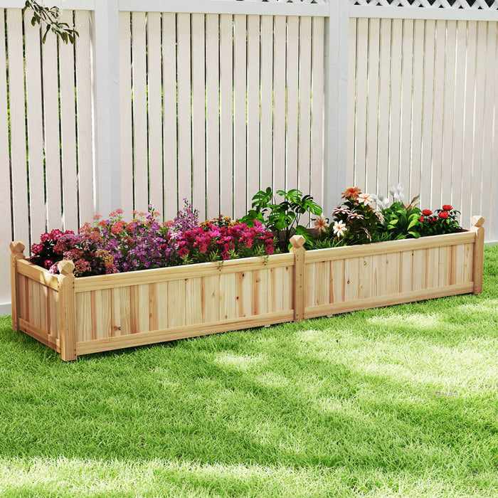 Costway Wooden Raised Garden Bed Outdoor Rectangular Planter Box Whth Drainage Holes, Natural