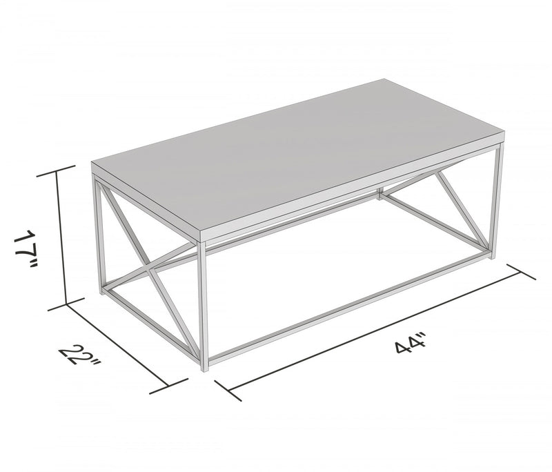 44\" Coffee Table Marble With Black Metal