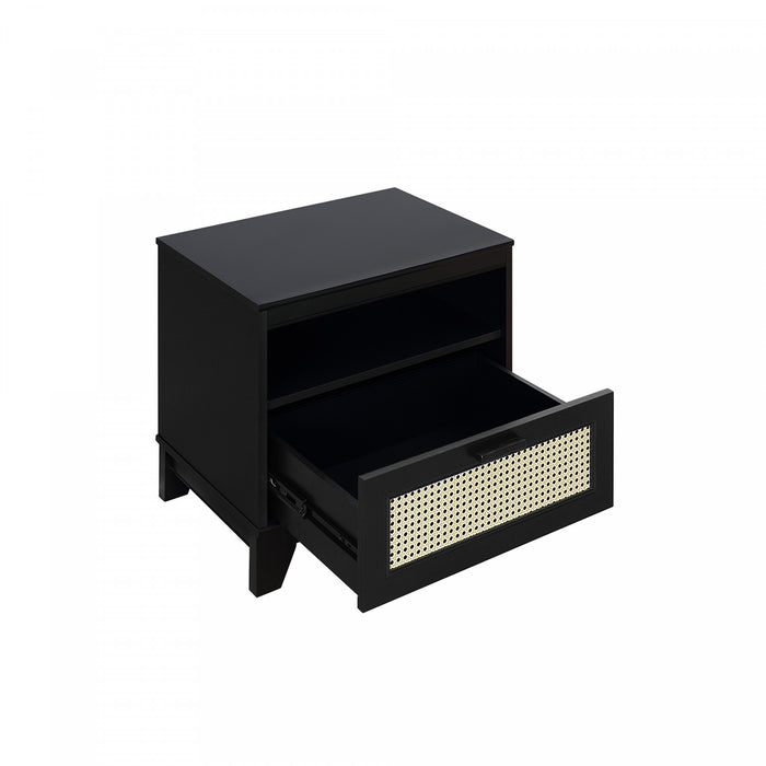 Sheridan Mid-Century Modern 22\" Nightstand in Black (1-Drawer) - Set of 2