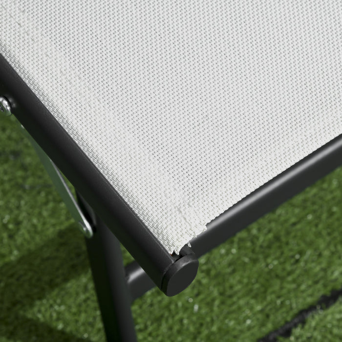 Outsunny 2pcs Lounge Chairs With Wheels, 5-level Adjustable Backrest, White