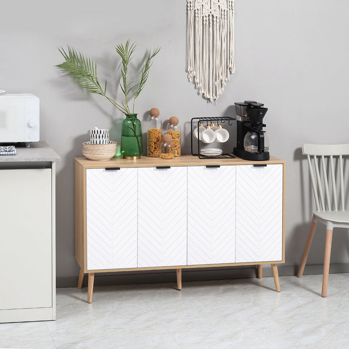 HOMCOM 47\" Sideboard, Buffet Cabinet with Adjustable Shelves, Natural