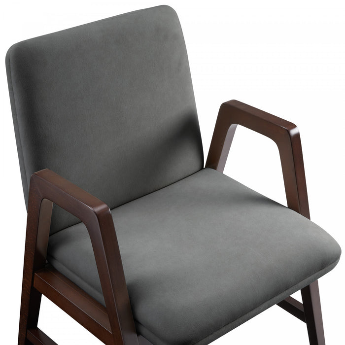 Stella Modern Velvet Wood Armchair in Graphite - Set of 2