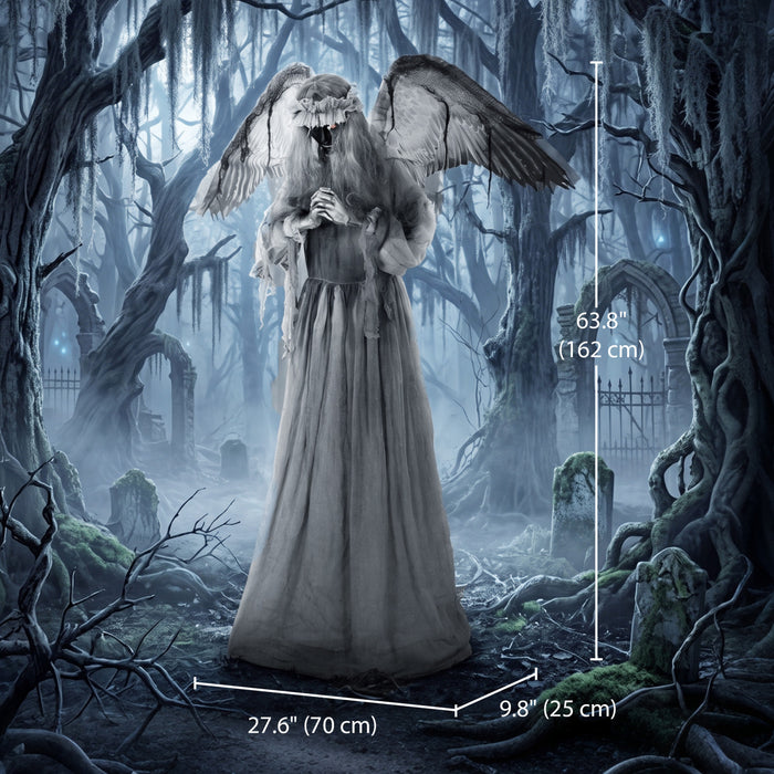 HOMCOM Halloween Animated Standing Crying Angel Decoration Light-Up Eyes