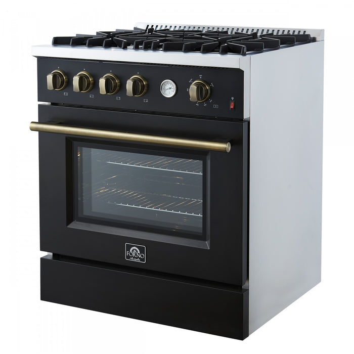 Forno Marco 30-inch Gas Range Black ,4.32 cu.ft - FFSGS6277-30BLK