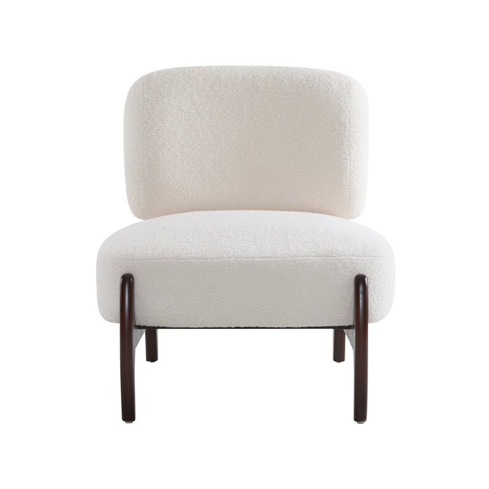 Coco Modern Boucle Lounge Chair with Solid Wood Frame, Beige