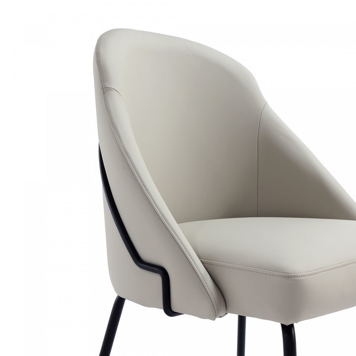 Gracie Modern Vegan Leather Metal Dining Chair in Stone Gray and Black - Set of 4