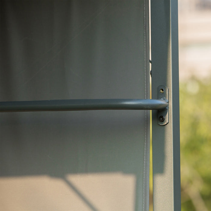 Outsunny 7x4.5ft Outdoor Bbq Gazebo Tent Metal Frame Garden Grill Canopy Sunshade Backyard Portable Shelter With Side Awning 2 Shelves And 5 Hooks Grey