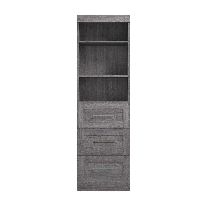 Bestar Pur 25 W Closet Organizer with Drawers - Bark Grey