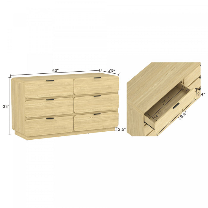 Chrystie Contemporary Modern 2-Piece Dresser and Nightstand in Natural