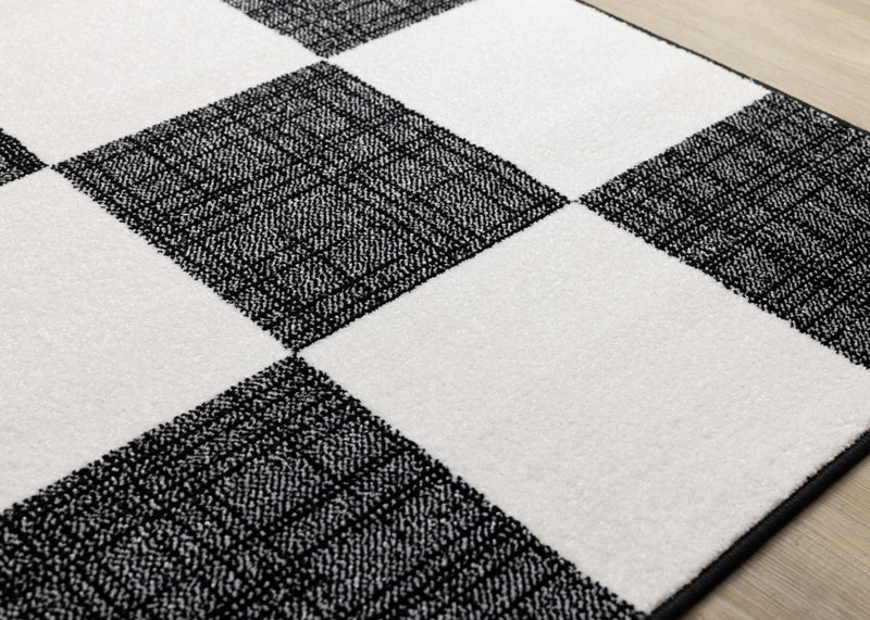 Covington Black White Checkered Pattern Rug, 7'10\" x 10'6\" Indoor Area Rug