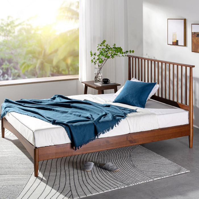Linda Wood Platform Bed with Headboard - Queen Size