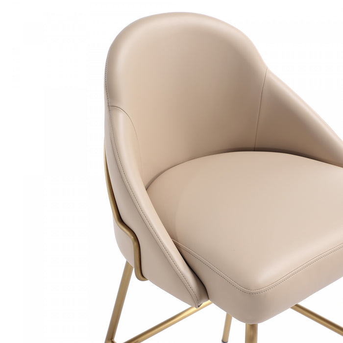 Gracie Modern Metal Upholstered Barstool in Tan and Gold - Set of 3