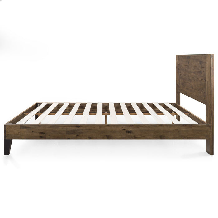 Tonja Wood Platform Bed with Headboard in Brown - King Size