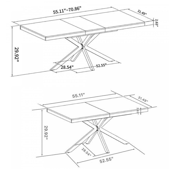 Ethan Retro Rectangular Extendable Dining Table with Hidden Storage,Natural