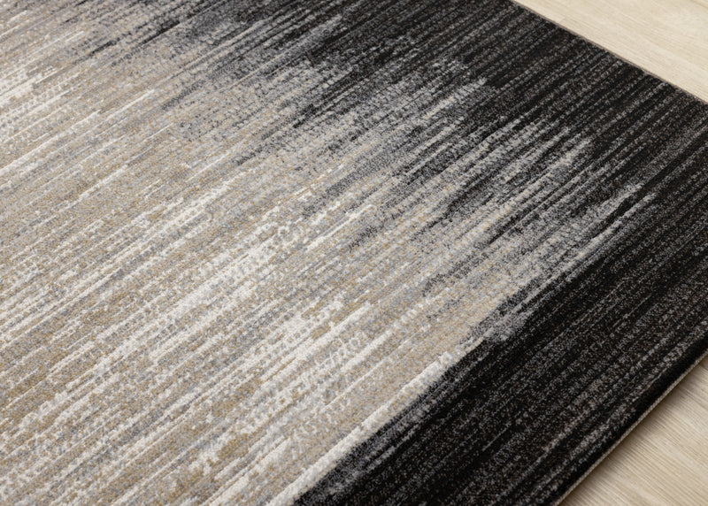 Amelia Dense Black Beige Border Area Rug - 5'3\" x 7'7\"