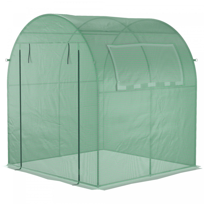 Outsunny 6' X 6' X 6.6' Walk-in Tunnel Greenhouse, Small Green House With Zippered Door And Roll-up Window, Portable Plant Hot House With Pe Cover And Steel Frame, Green