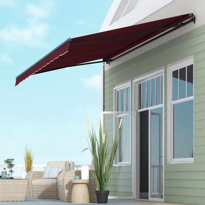 Outsunny 15' X 10' Patio Retractable Awning Sunshade Shelter, Wine Red