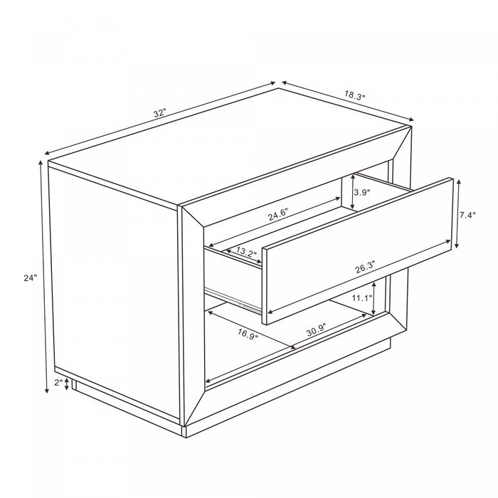 Soren Contemporary 32\" Nightstand in Whitewashed Oak (1-Drawer)