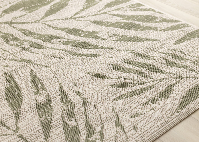 Jackson Taupe White Elegant Border Outdoor Rug, 6'7\" x 9'6\" Outdoor Area Rug