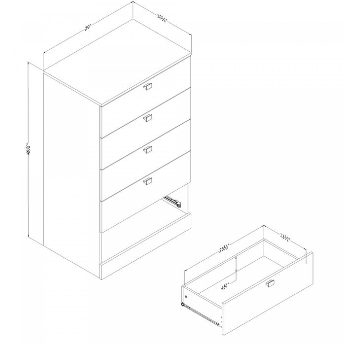 Spark 5-drawer Chest - Pure White 